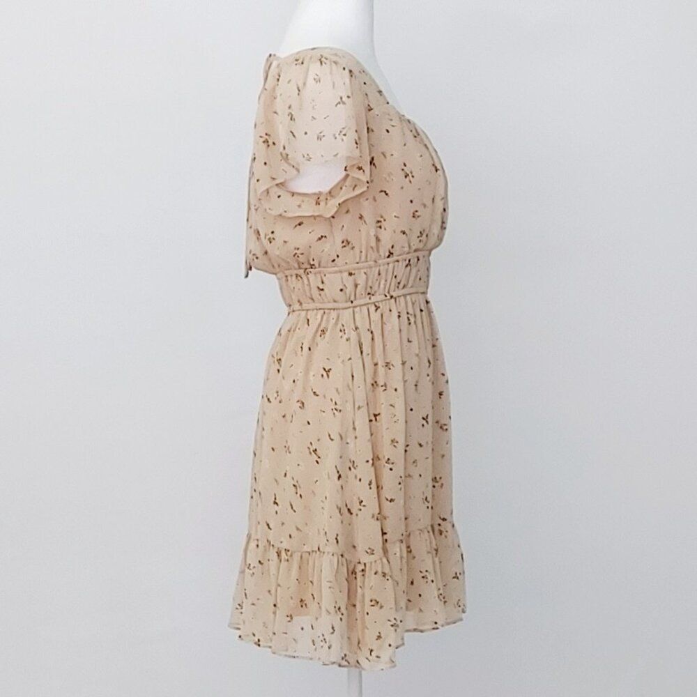 Altar’d State Women’s Tan Floral Dress Flowy Cap Sleeves, Simple Elegance Size M - Picture 11 of 12